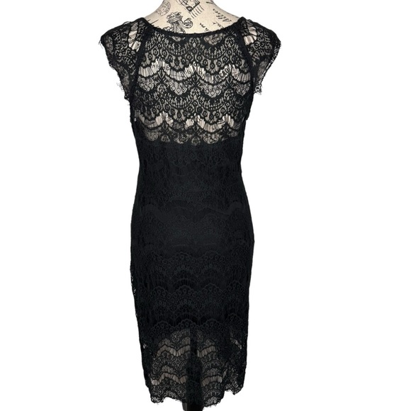 Free People Intimately Black Peekaboo Eyelash Lace Hi-Low Bodycon Lace Dress M - Picture 4 of 16